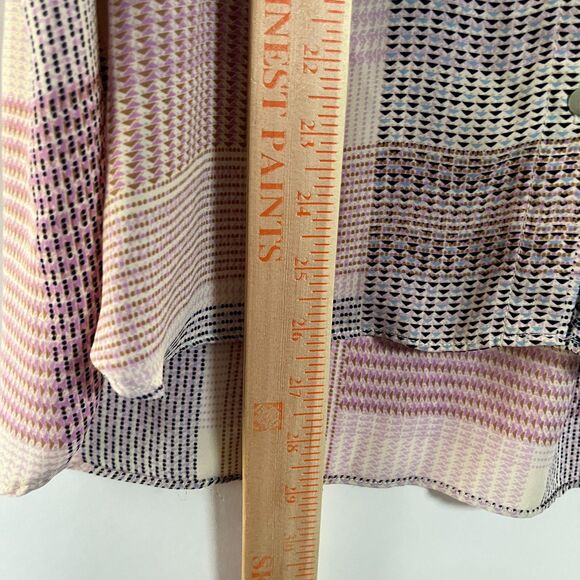 Rose & Olive Button Up Shirt 1X Geometric Pastel 3/4 Sleeve Work‎ Semi Sheer - Picture 6 of 10